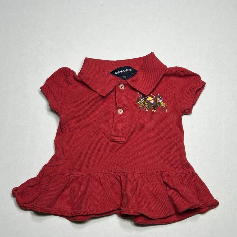 Ralph Lauren Polo Sz 9 Months Girl Red Ruffle Tier Dress Spring Valentine